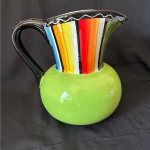 Nancy Green 88 oz Colorful Ceramic Pitcher Certified International Mexican Insp